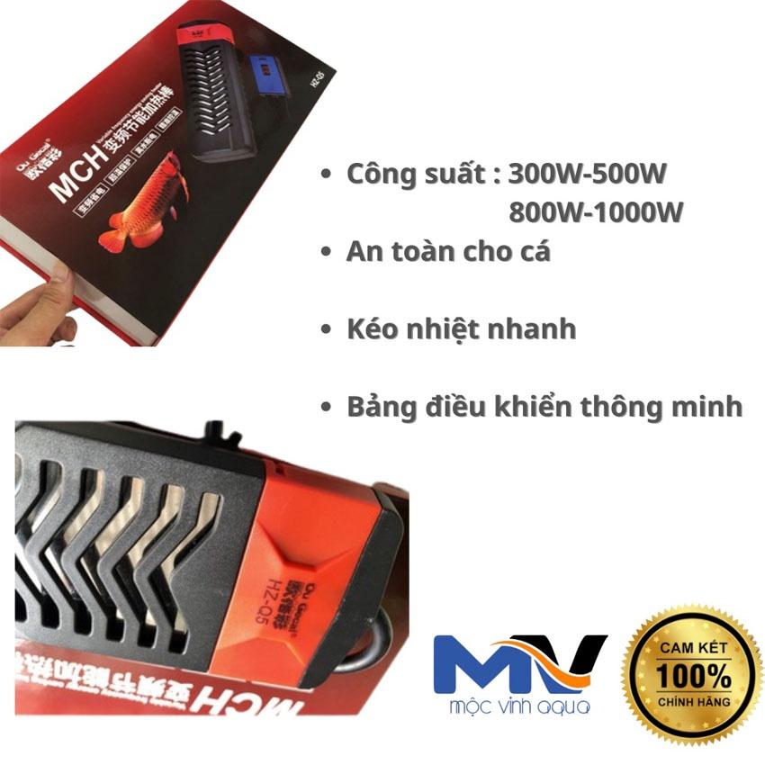 Sưởi bể cá cao cấp Hz-Q5 công suất 300w - 1000w chống giật và bỏng