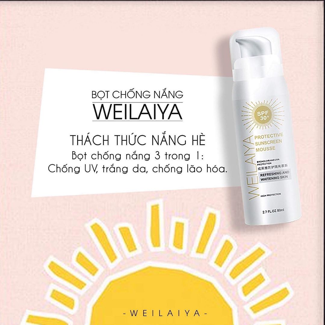 Bọt chống nắng  Weilaiya Protective Sunscreen Mousse Spf 30+ 80ml , bảo vệ da khỏi tia UV 80 ml