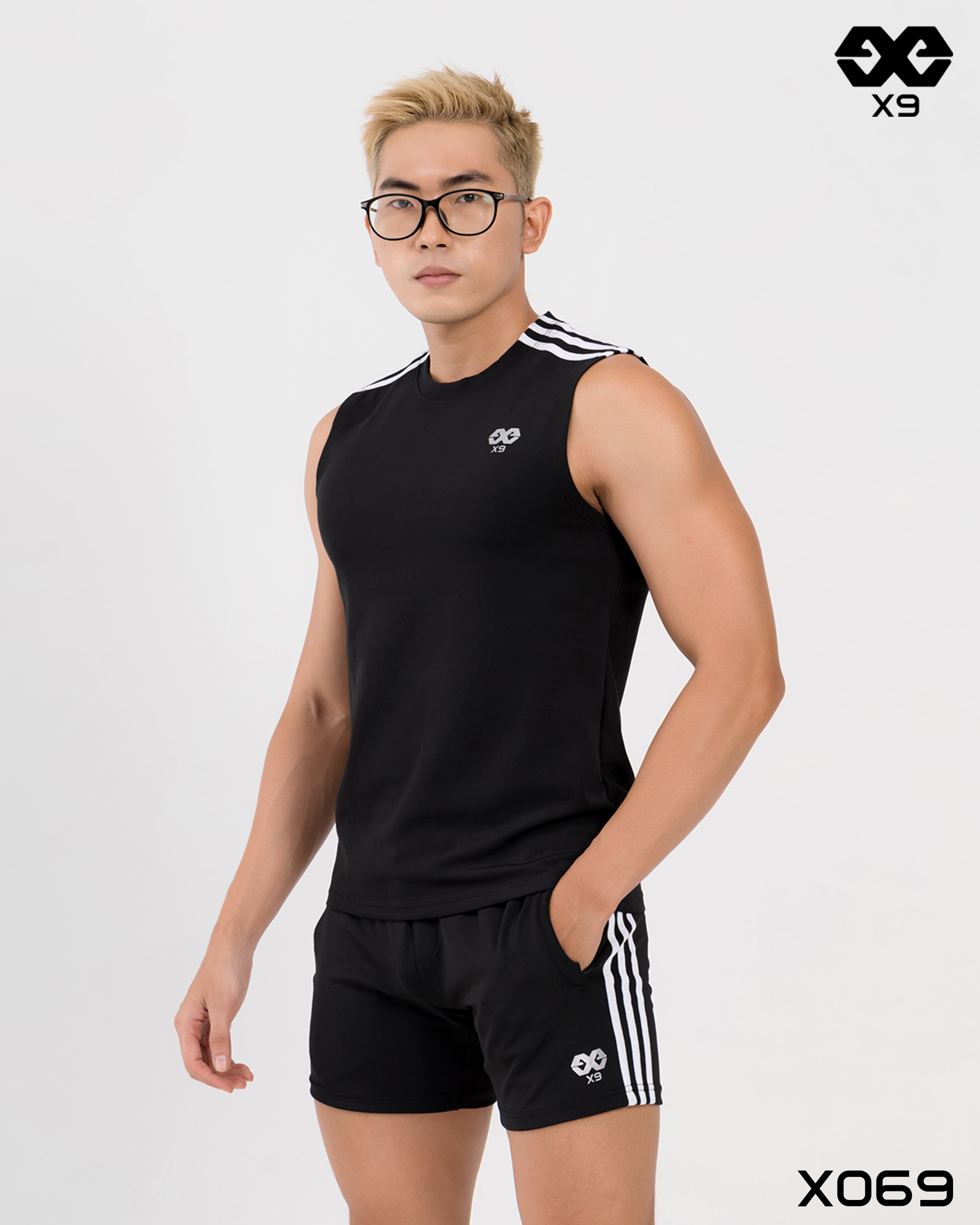 Áo Thun Nam Thể Thao 3 Sọc Vai Tập Gym Chạy Bộ Áo Tanktop Ba Lỗ Cao Cấp - X069 - X9 Sportswear