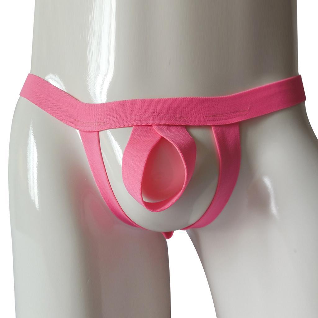 Pack of 2pcs Breathable Men Pink Black G-string Underwear Hollow Jockstrap Thongs Briefs Underpants