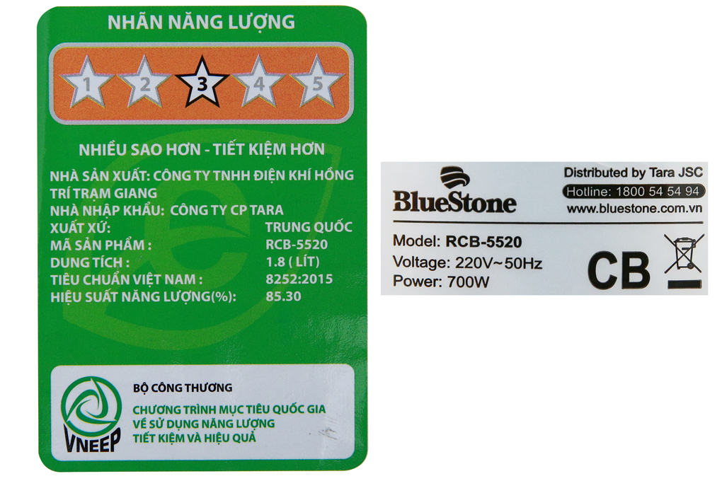 Nồi Cơm Điện Bluestone RCB-5520 (1.8L) - Hàng chính hãng