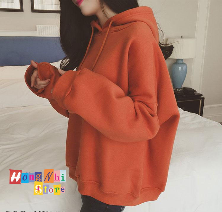 Áo Hoodie Trơn Màu Cam Đất Cao Cấp Dáng Rộng Unisex Nam Nữ Mặc Được - MM
