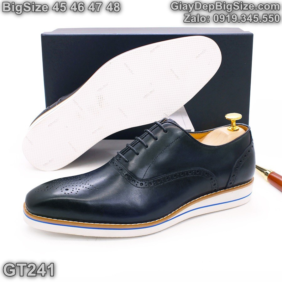 Giày da đóng thủ công, giày tây đế phẳng cỡ lớn 45 46 47 48 cho nam chân to. Big size handmade shoes for wide feet