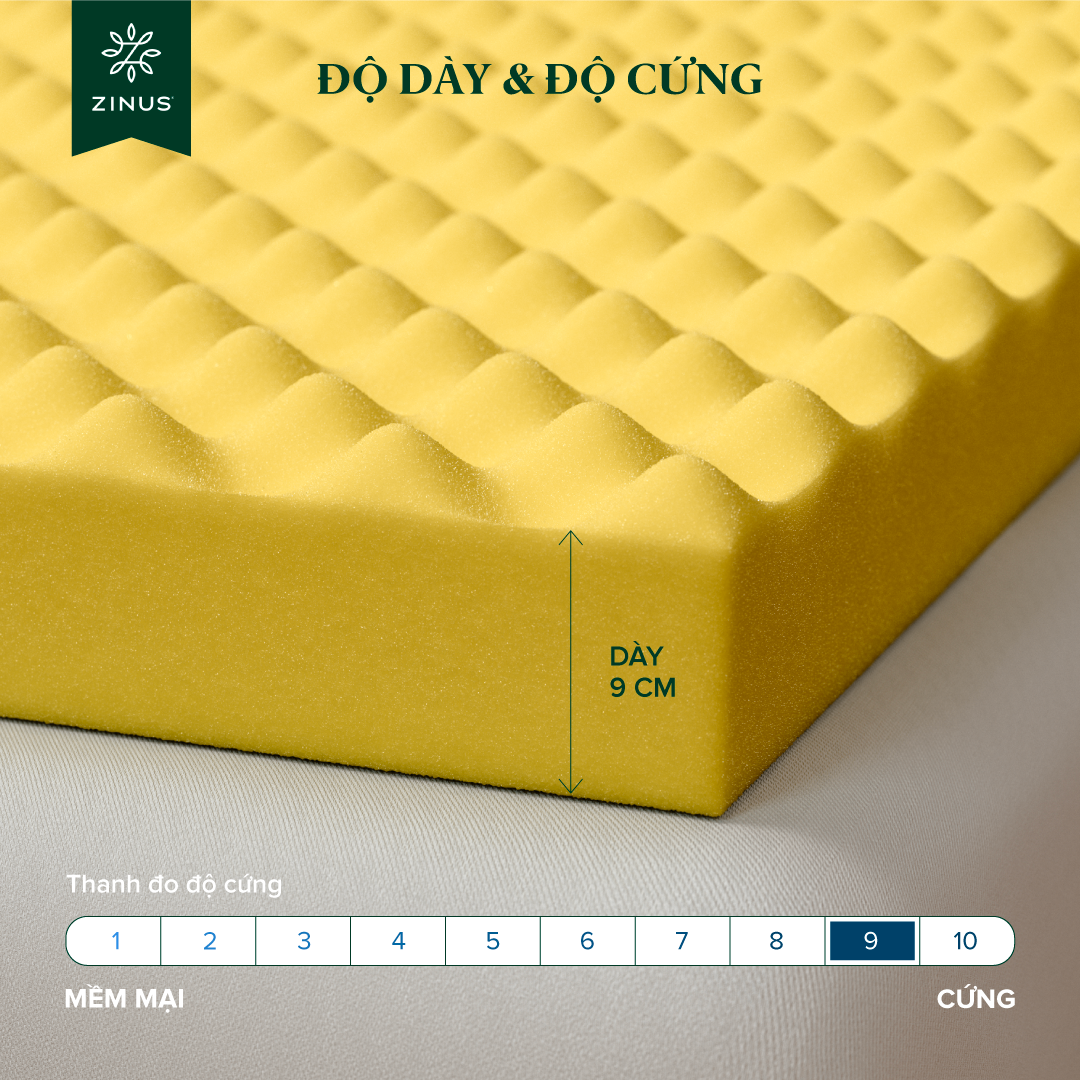 Nệm Foam Massage USA Zinus 9cm - Nâng Đỡ Cột Sống, Giảm Nhức Mỏi Toàn Thân &amp; Thoáng Khí