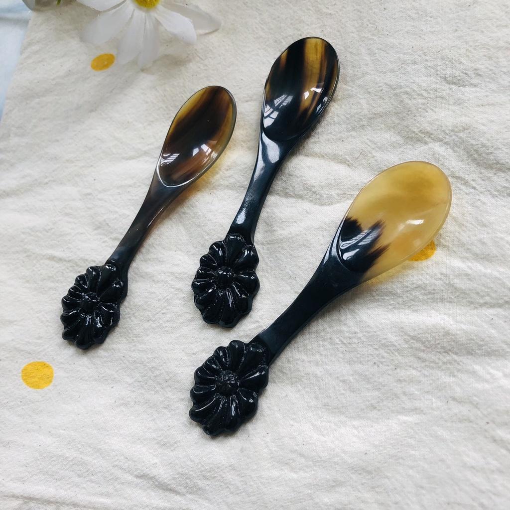 THÌA/MUỖNG SỨNG Cán Bông Hoa, Thìa Muỗng Nhỏ Xinh 12cm, Xúc Gia Vị, Thìa Tráng Miệng, Chụp Ảnh Decor