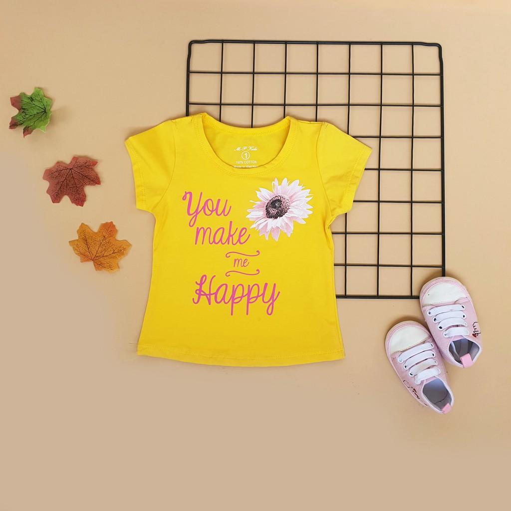 Áo thun bé gái chất cotton 100% thoáng mát hình hoa cúc dễ thương size 1-8