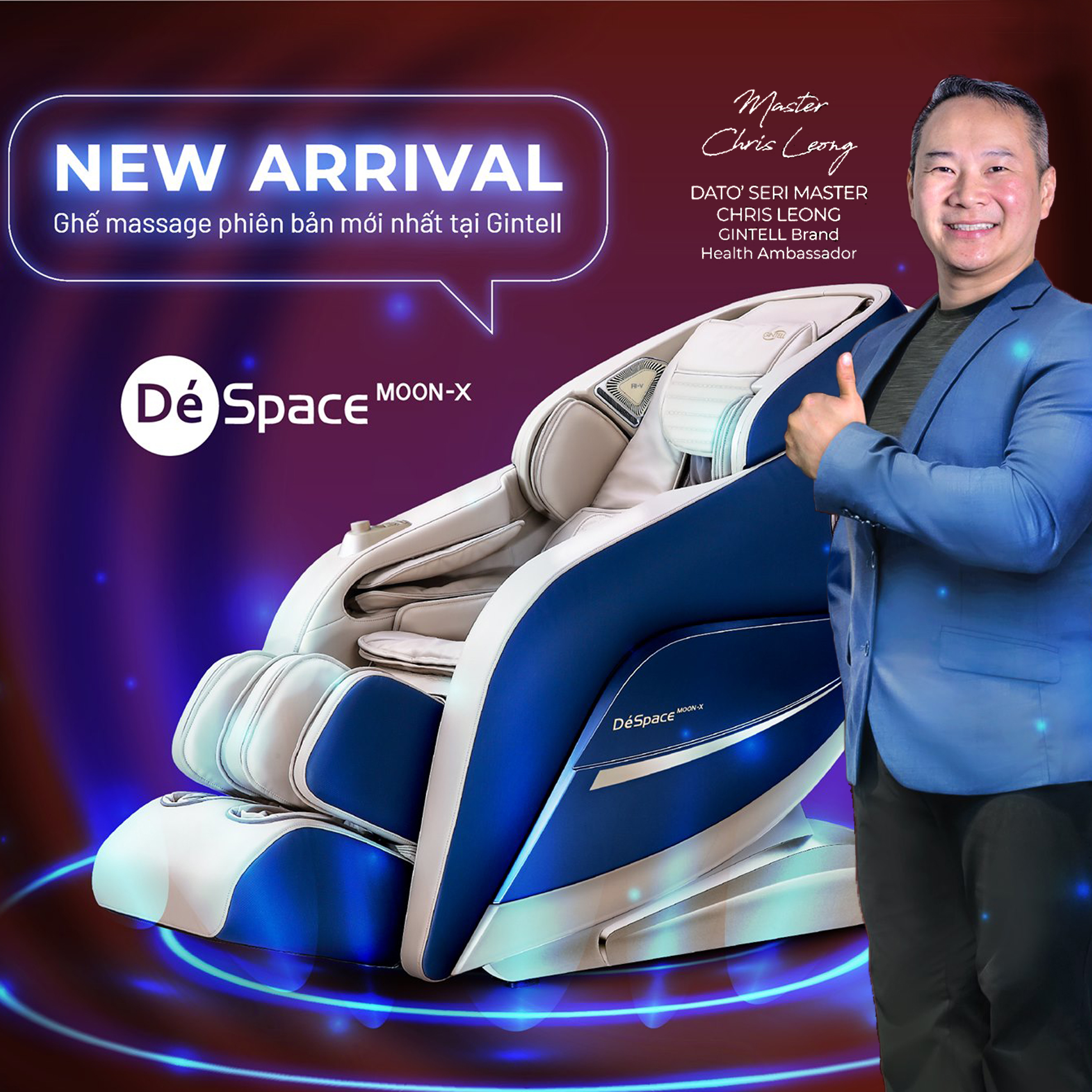 Ghế Massage Gintell DéSpace MOON-X [Tặng ngay] Máy Massage Mắt G-VIZEE + Đệm Massage G-Minnie EZ