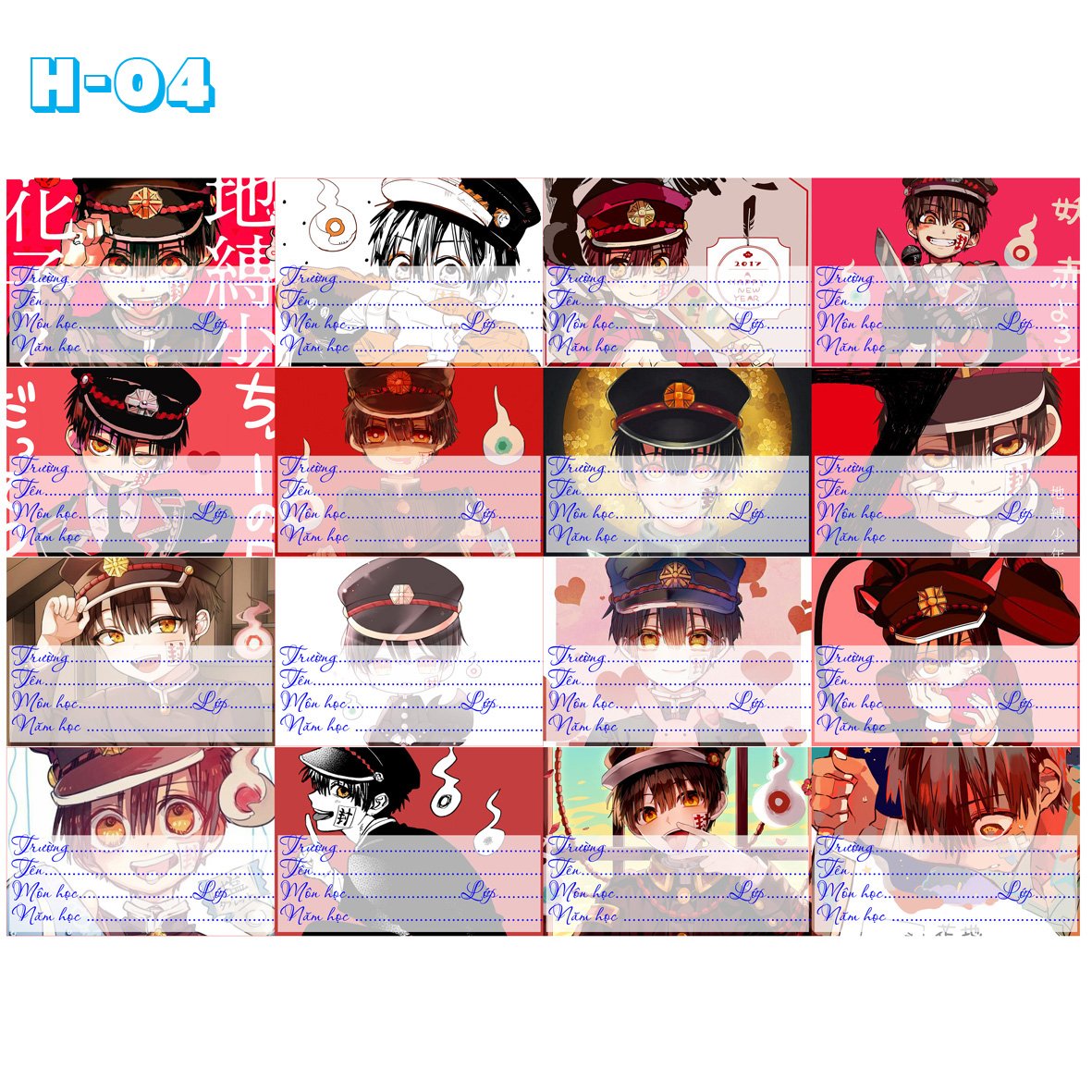 Nhãn vở set 32 nhãn Jinbaku shounen hanako-kun