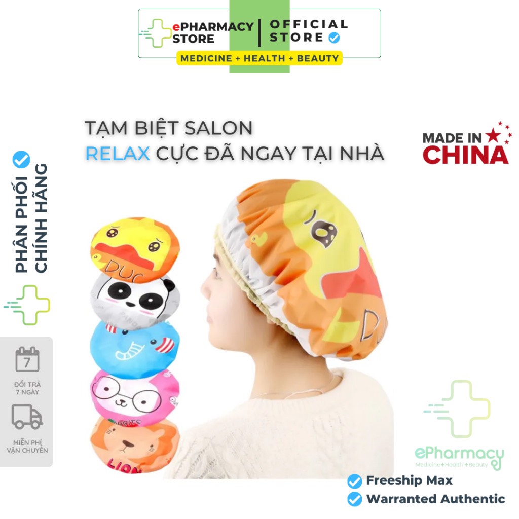 Mũ trùm đầu khi tắm – Mũ trùm tóc khi tắm, ủ dưỡng nilon cute