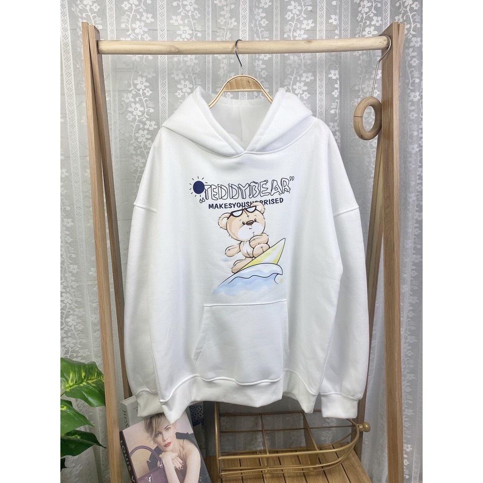 Áo Hoodie hình gấu 2 lớp - Áo hoodie bigsize lót nỉ dày dặn