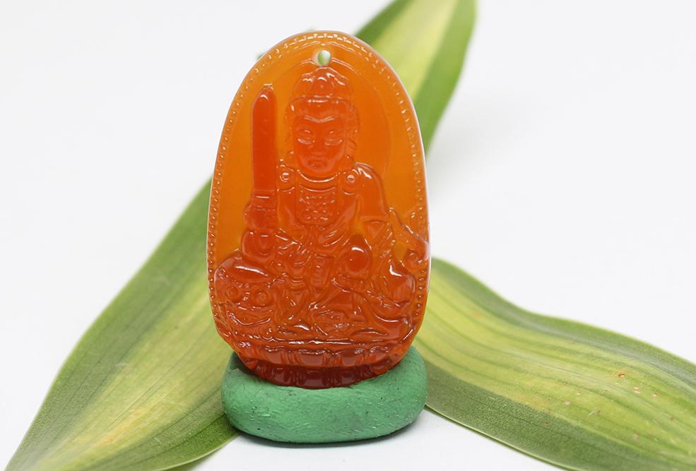 Mặt Dây Chuyền Văn Thù bồ Tát Đá Mã Não Đỏ Ngọc Quý Gemstones VTMND