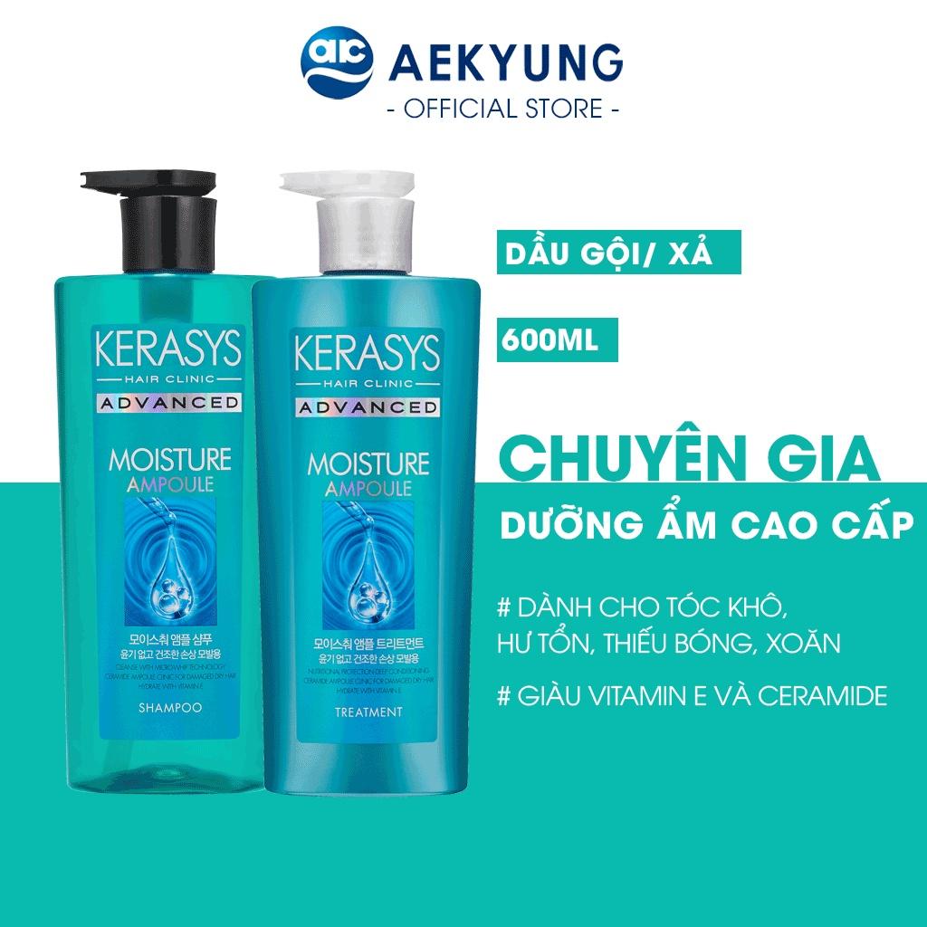 Bộ dầu gội và dầu xả KERASYS ADVANCED Moisture Ampoule dưỡng ẩm chuyên sâu giúp cải thiện tóc khô, xoăn, hư tổn