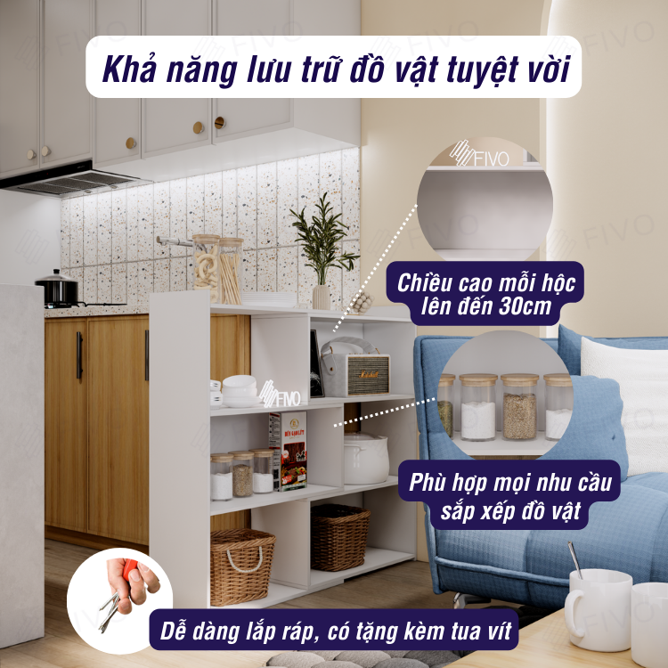 Kệ Gỗ Trang Trí Để Sàn FIVO FB71, Thiết Kế Thông Minh Có Thể Đóng Mở Tùy Thích, Phù Hợp Với Mọi Không Gian, Dễ Dàng Lắp Ráp - 3 Tầng