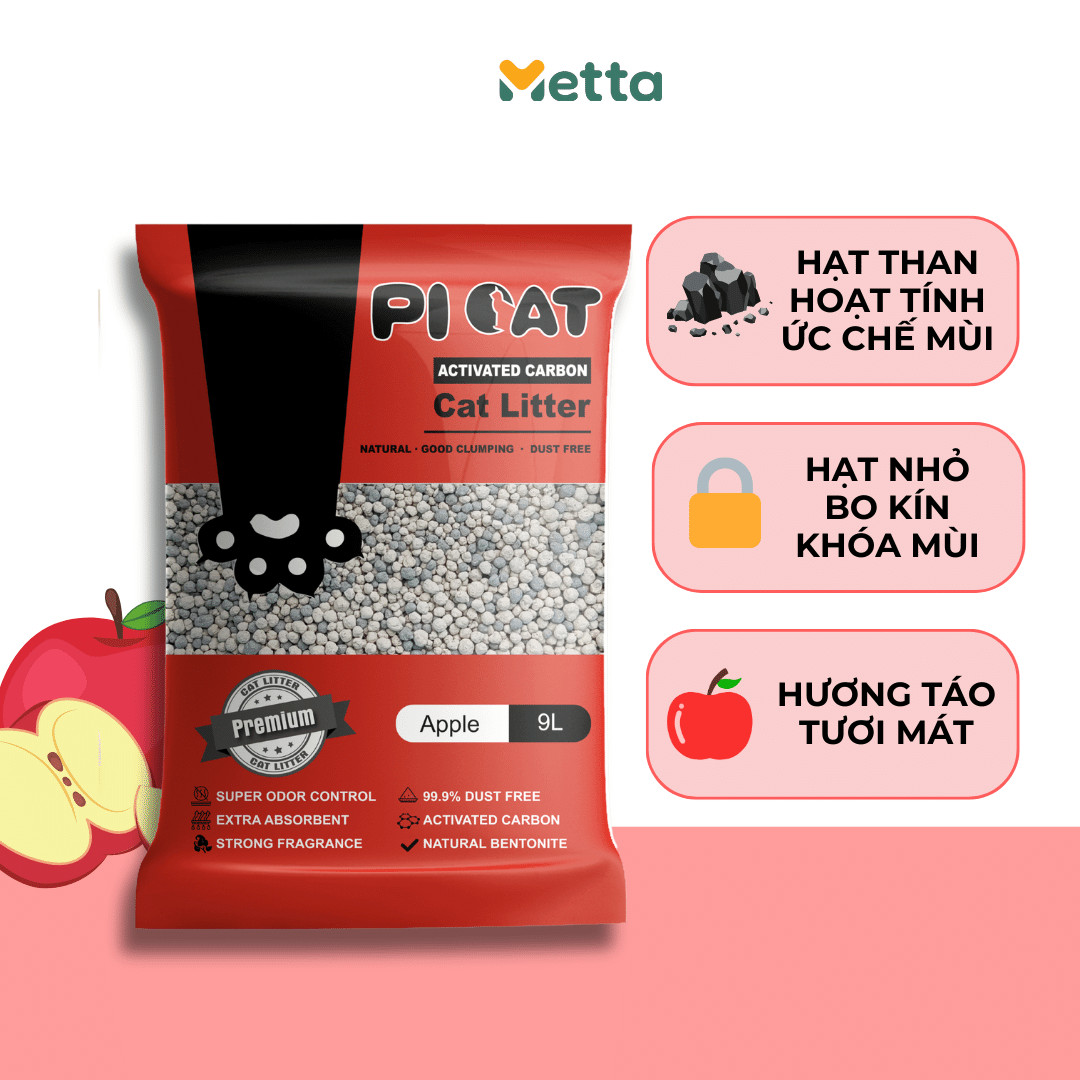 Cát vệ sinh cho mèo Picat ít bụi-thấm hút tốt-vón cục chặt mix than hoạt tính khử mùi tốt túi 9L - MÙI CÀ PHÊ