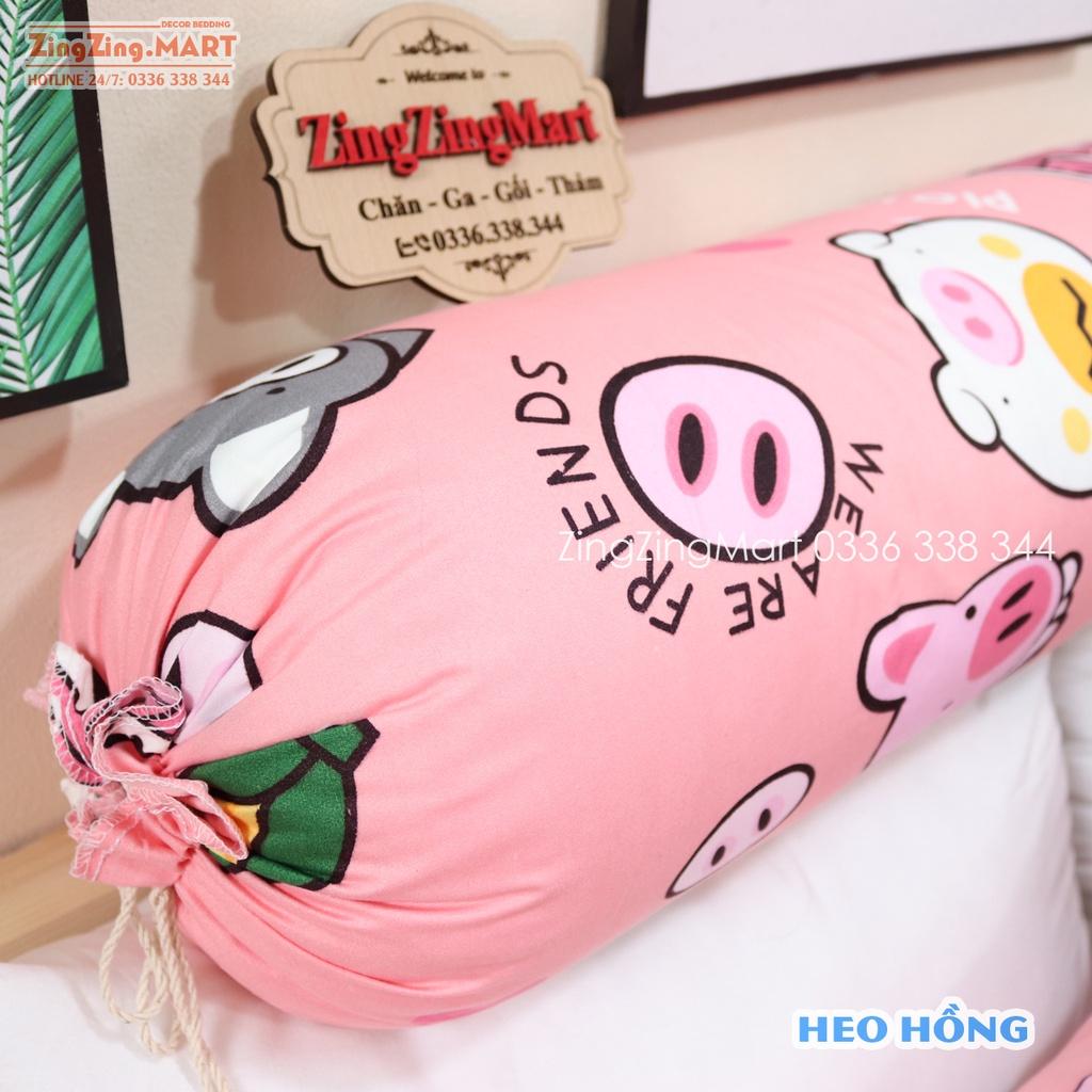 Vỏ gối ôm Mẫu Heo Hồng Cotton Poly - Được chọn mẫu