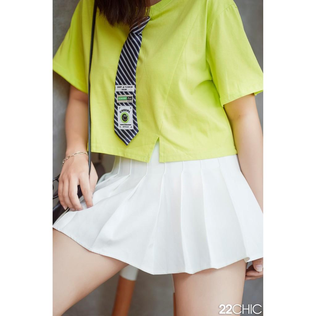 Áo thun đính cà vạt chất liệu vải cotton dày dặn - 22CHIC