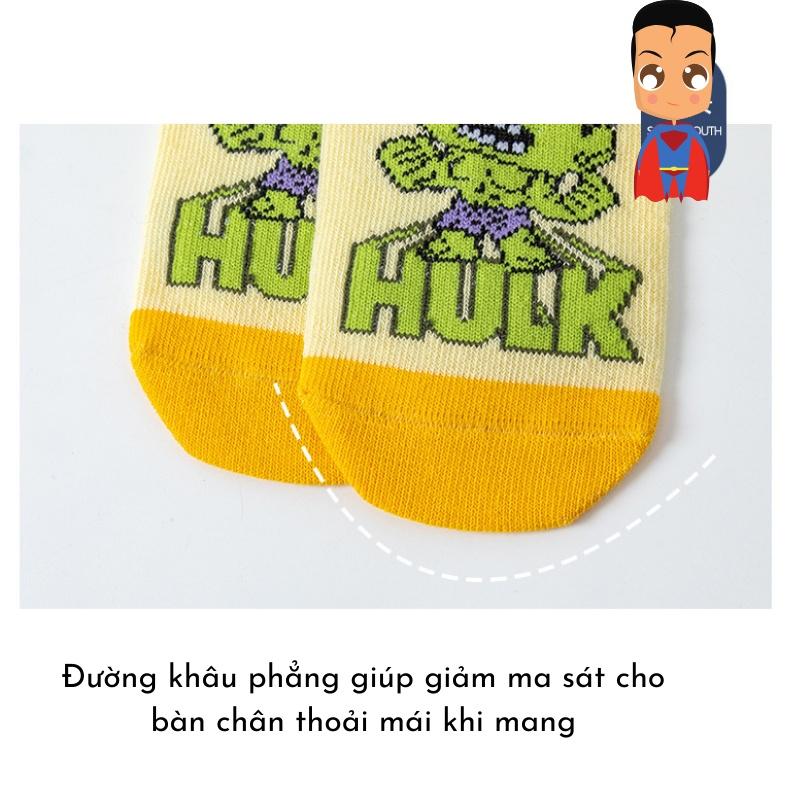 Tất trẻ em, sét 5 đôi tất cho bé trai hoạ tiết siêu anh hùng Spiderman Người nhện Batman Caption Hulk Xu Xu Kids