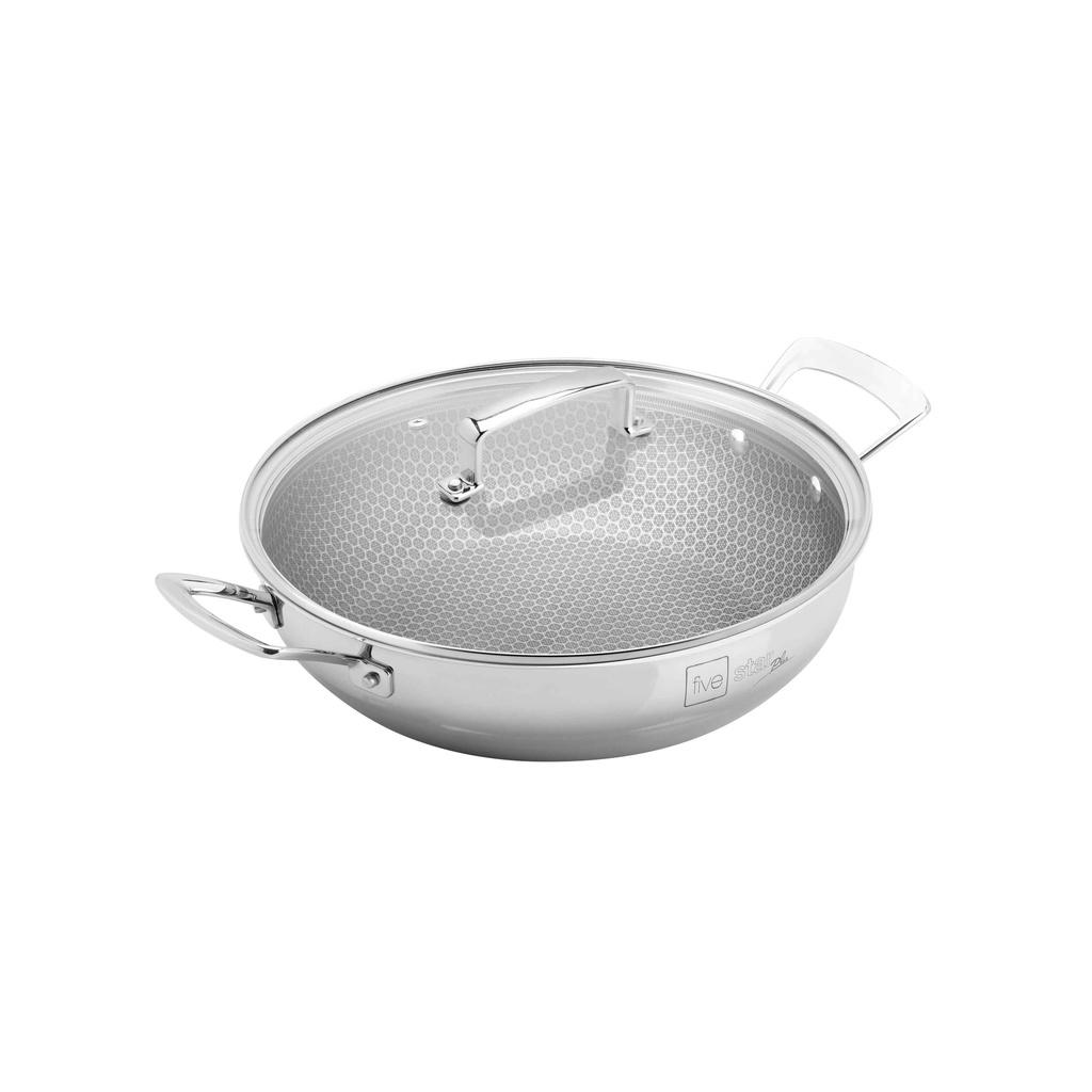 Chảo tổ ong chống dính 2 quai FiveStar 3 lớp đáy liền inox 304 ( 24cm / 26cm /28cm ), tặng 1 sạn inox