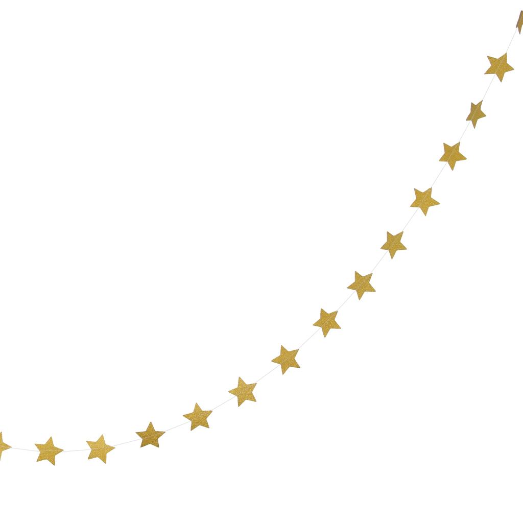 Golden Glitter Star Bunting Banner Garland Party Outdoor Decor