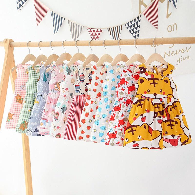 Váy cotton thô mặc hè, váy bé gái,đầm bé gái mẫu mới hè thoáng mát