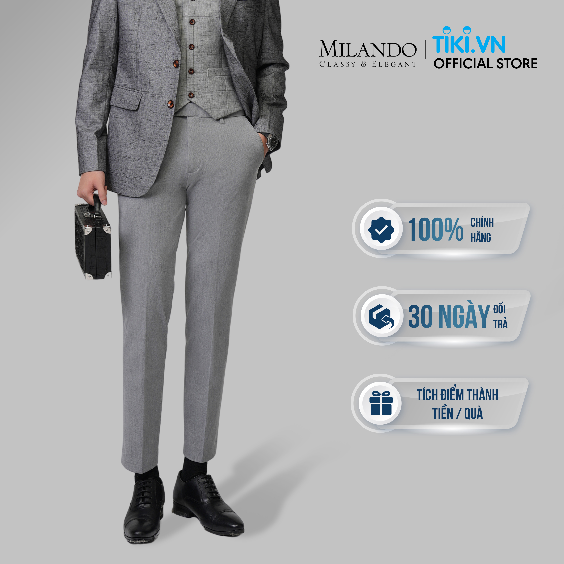 Quần Âu Nam Cao Cấp MYMILANDO Màu Xám Xước - Form Slimfit Rộng Vừa, Kiểu Dáng Trẻ Trung, Thời Trang Công Sở, Dạo Phố, Sự Kiện Sang Trọng