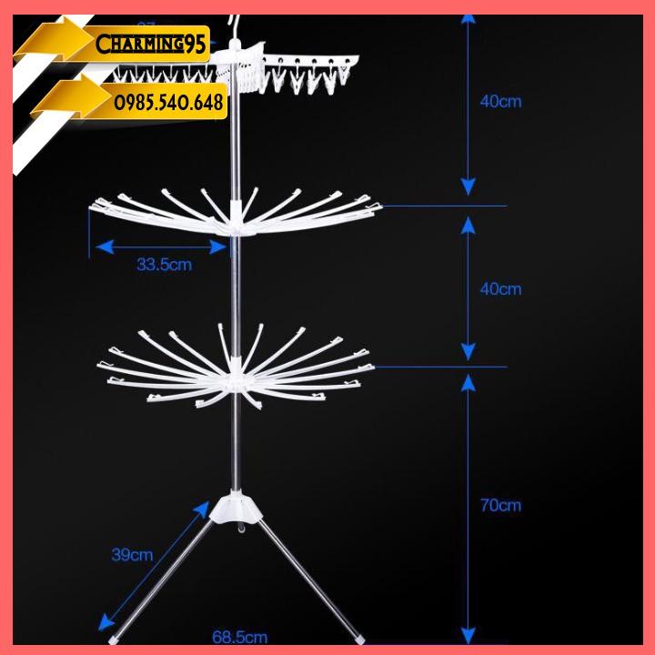 Dàn/cây phơi quần áo khung inox,xoay 360 độ,xếp gọn - cây phơi quần áo - dàn phơi quần áo
