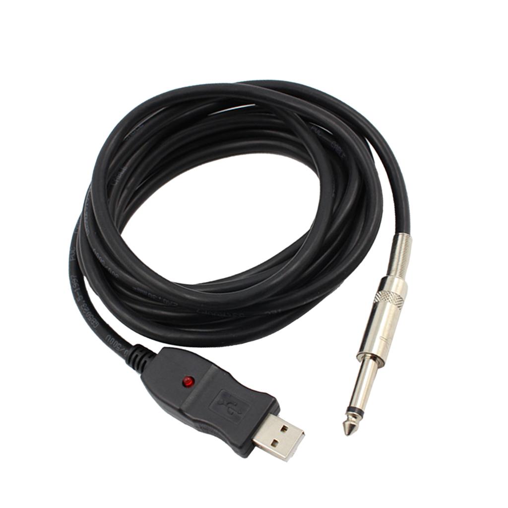 9.8ft Guitar Bass 6.5mm Jack To USB Link Connection Instrument Cable Adapter