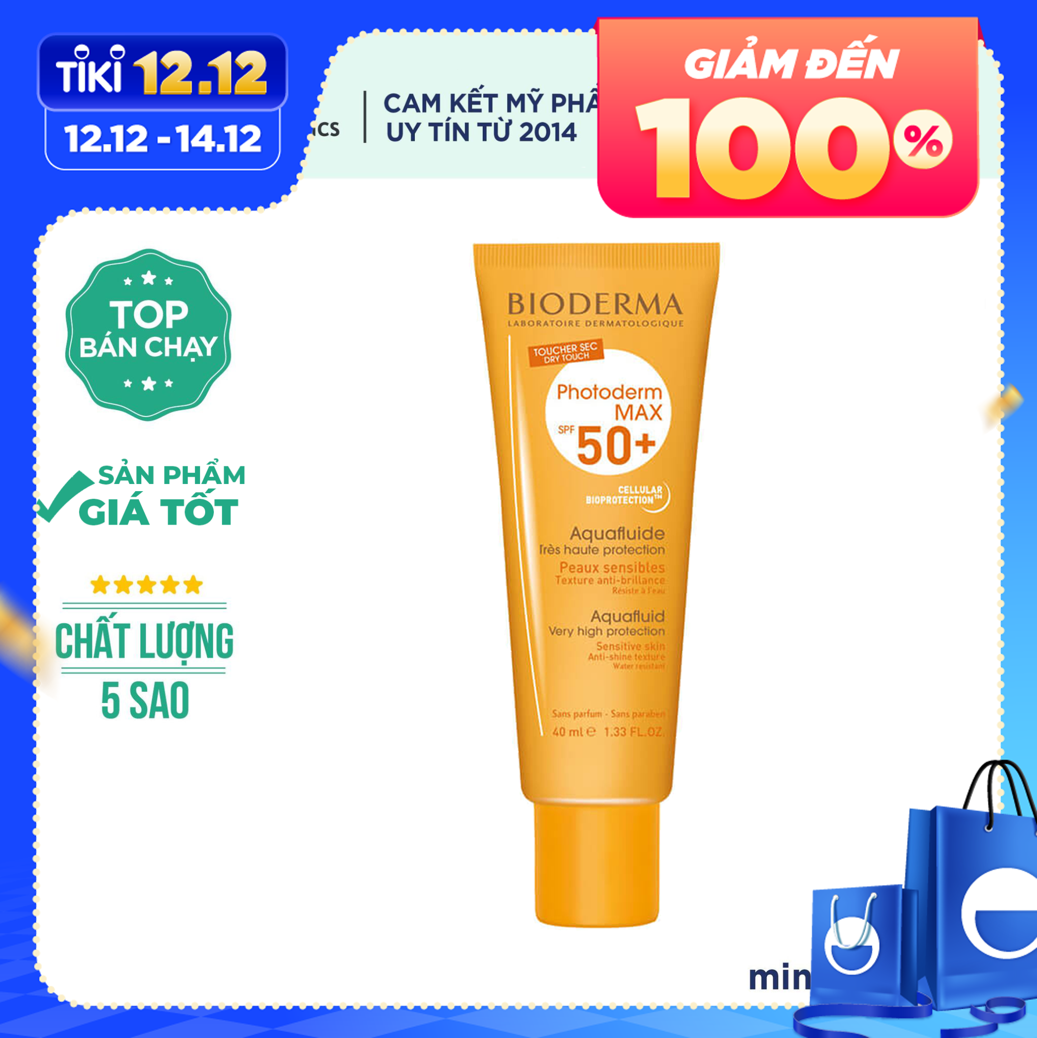 Kem Chống Nắng Bioderma Photoderm Max Aqua Fluide SPF 50+ 40ml