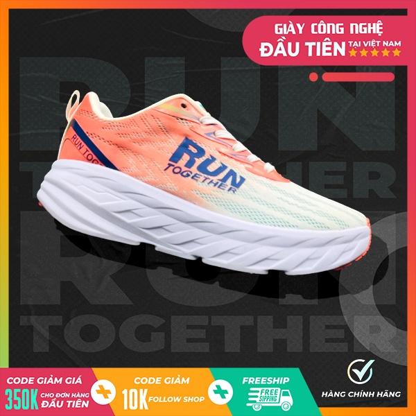 Giày thể thao chạy bộ Run Together công nghệ gắn chip thông minh - Giày sneaker màu cam đế cao