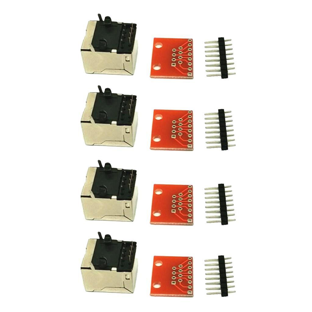 4x Ethernet Cards Connector Breakout Board Module Terminals