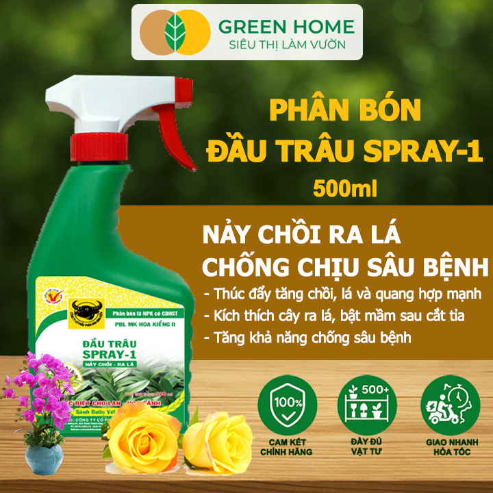 Bộ 3 Phân Bón Lá Đầu Trâu Spray 1, 2, 3 Greenhome, Bình Điền, Chai 500ml, Cao Cấp, Chuyên Cho Hoa Kiểng