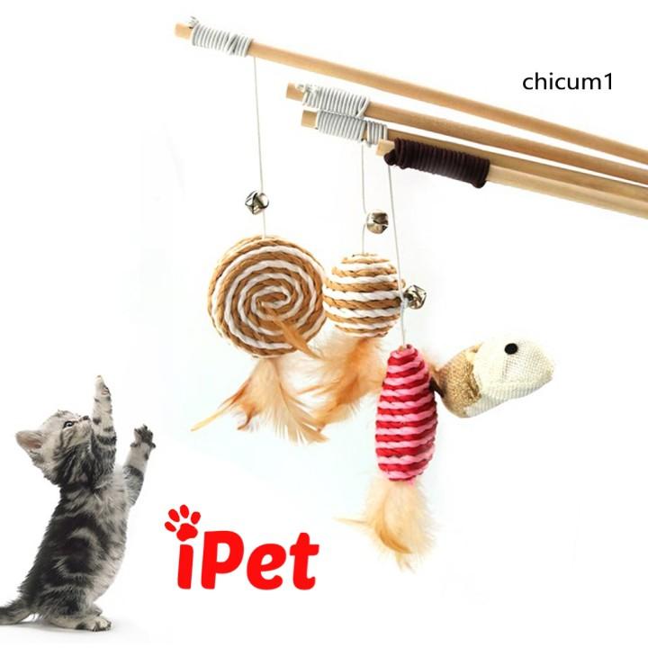 Đồ Chơi Cần Câu Gỗ Cho Thú Cưng Chó Mèo