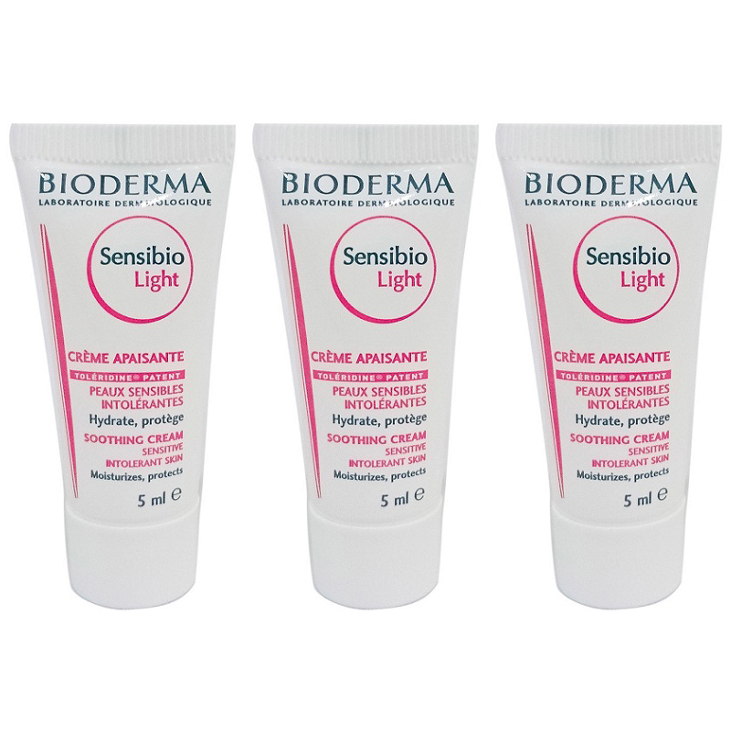 Combo 3 Kem dưỡng ẩm dành cho da nhạy cảm BIODERMA Sensibio Light 5ml x3