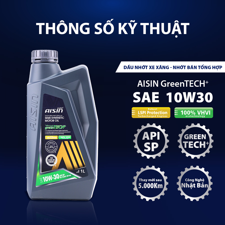 Dầu Nhớt Bán Tổng Hợp AISIN Greentech+ SP 10W30 1 Lít ESSP1031PB - Nhập Khẩu Chính Hãng