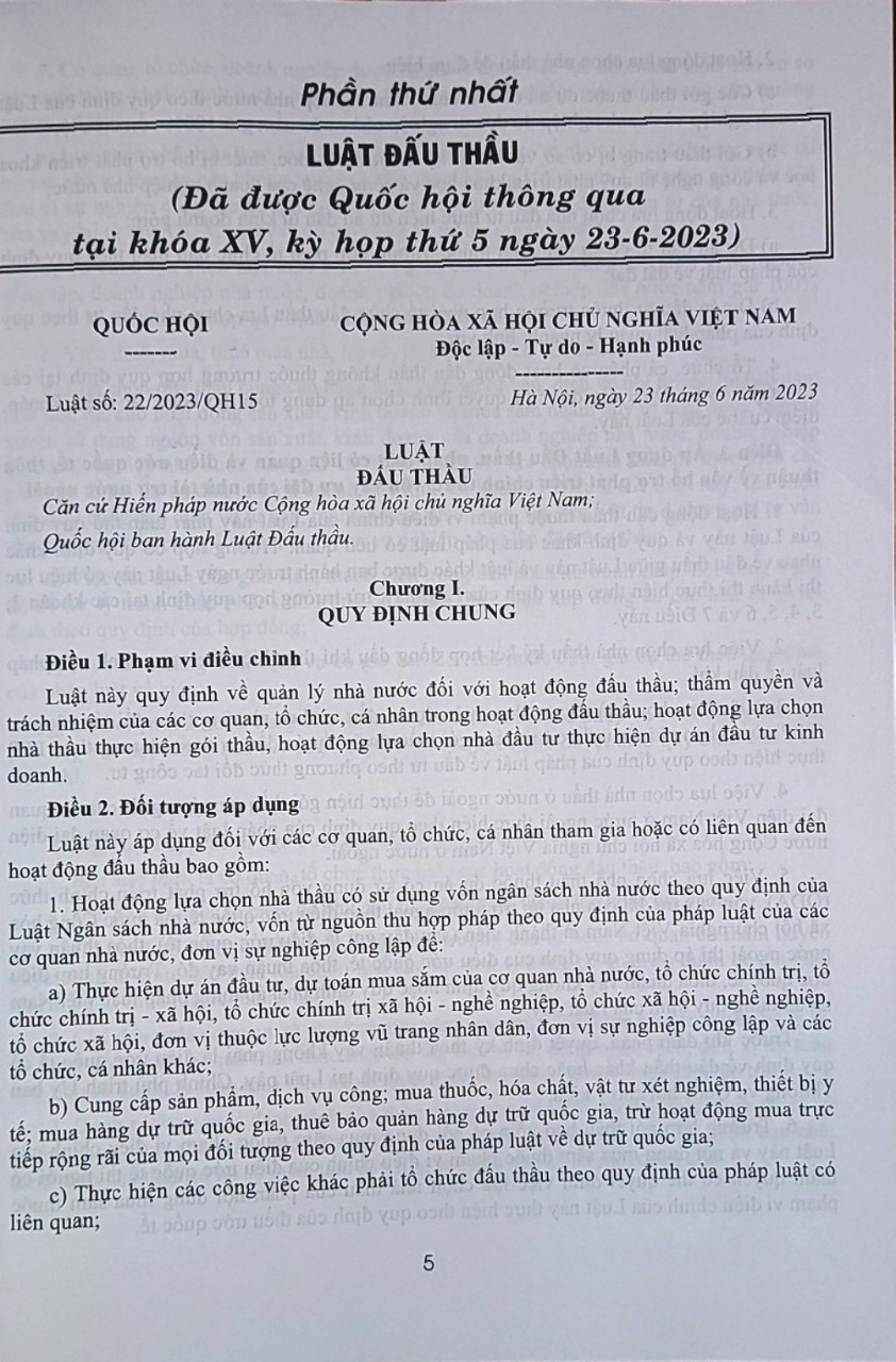 Luật đấu thầu- quy định lựa chọn nhà thầu, hạn chế thất thoát, lãng phí, tiêu cực, tham nhũng trong lĩnh vực đấu thầu - Luật giá