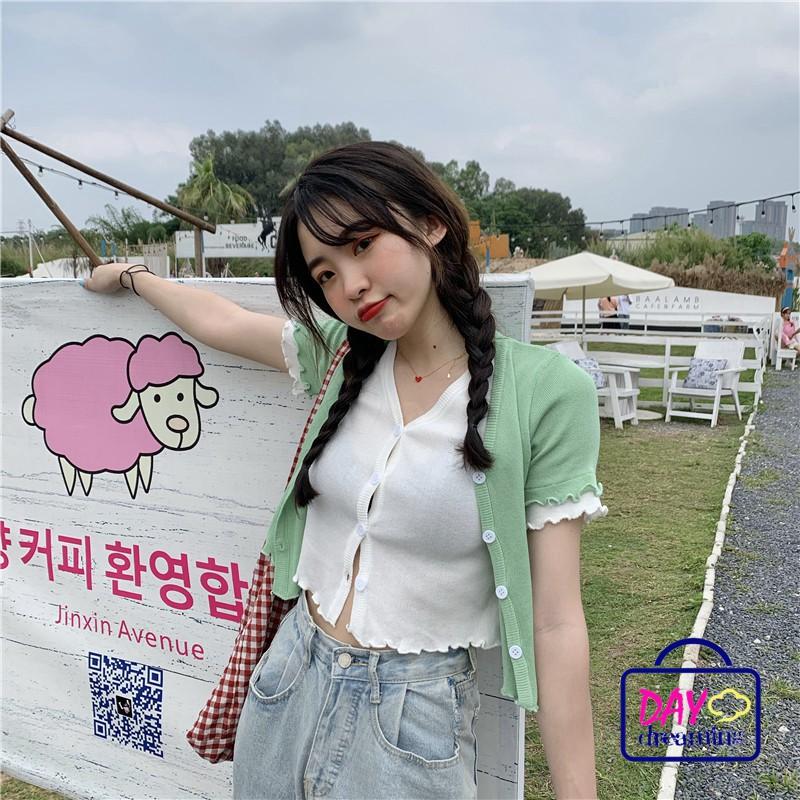 Áo Khoác Cardigan Dệt Kim Cổ Chữ V Màu Trơn Thời Trang Mùa Hè Cho Nữ