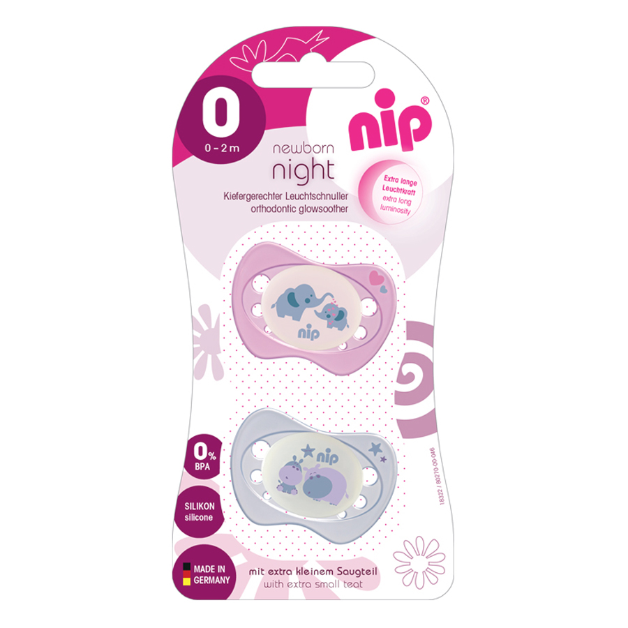 Bộ 2 Ti Ngậm Sơ Sinh Phát Sáng Newborn Night Nip Silicon Nip31308 (Cỡ 0)