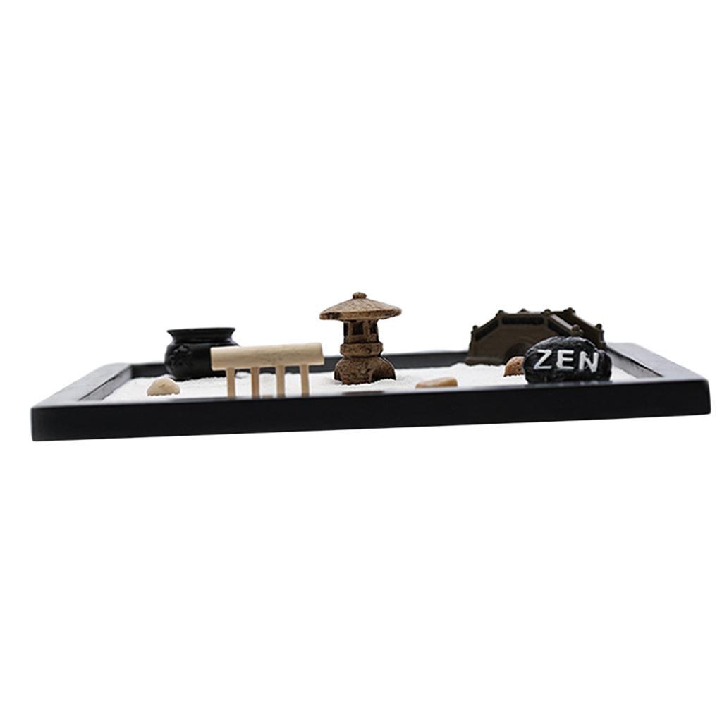 Wooden Beach Garden Mini Desktop Sandbox Tray Handcrafts for Relaxation