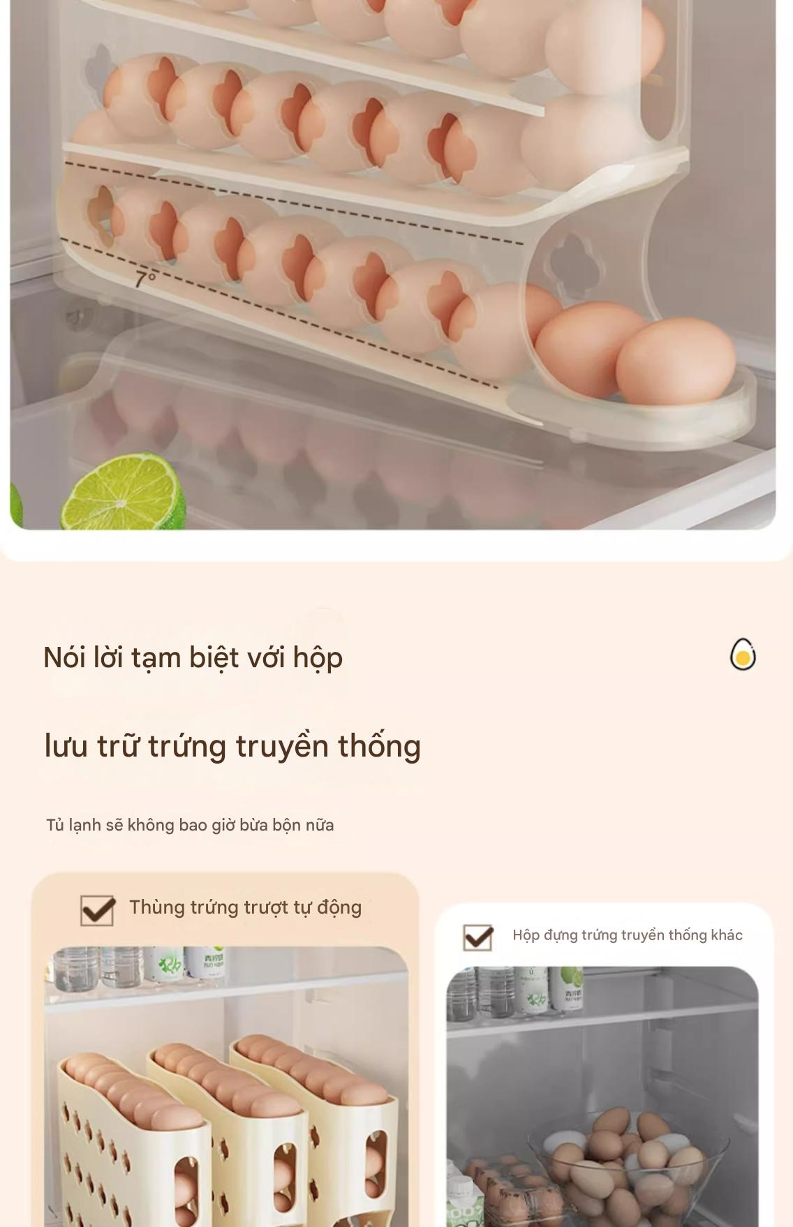 Hộp đựng trứng lăn thông minh – Kệ để trứng chuyên dụng cho cửa tủ lạnh, hộp bảo quản trứng tiện lợi, giúp sắp xếp gọn gàng, giữ trứng tươi lâu