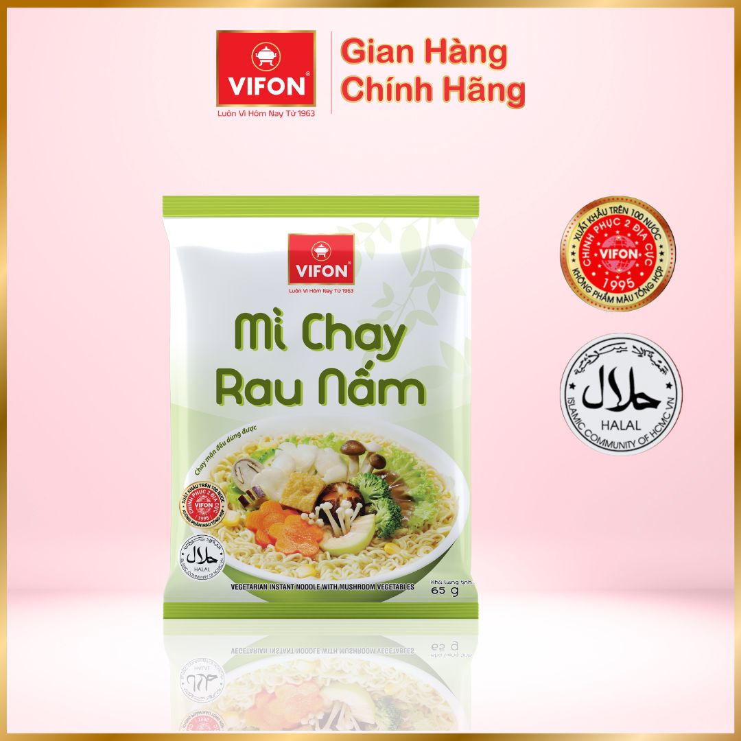 Thùng 30 Mì Chay Rau Nấm VIFON (65g / Gói)