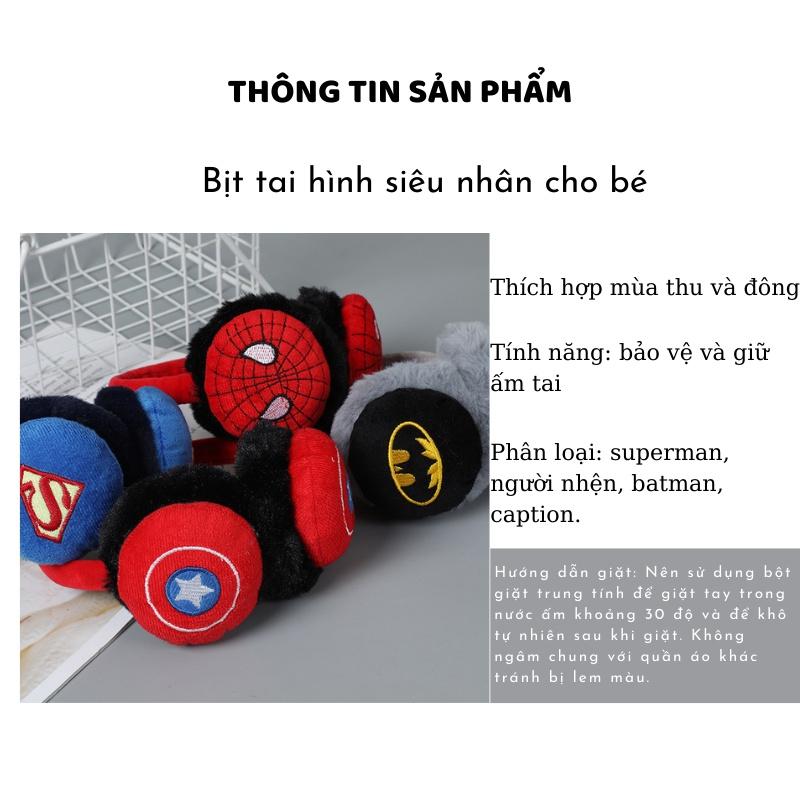 Chụp tai giữ ấm mùa đông cho bé trai, bịt tai trẻ em siêu nhân người nhện batman caption chất liệu cao cấp Xu Xu Kids