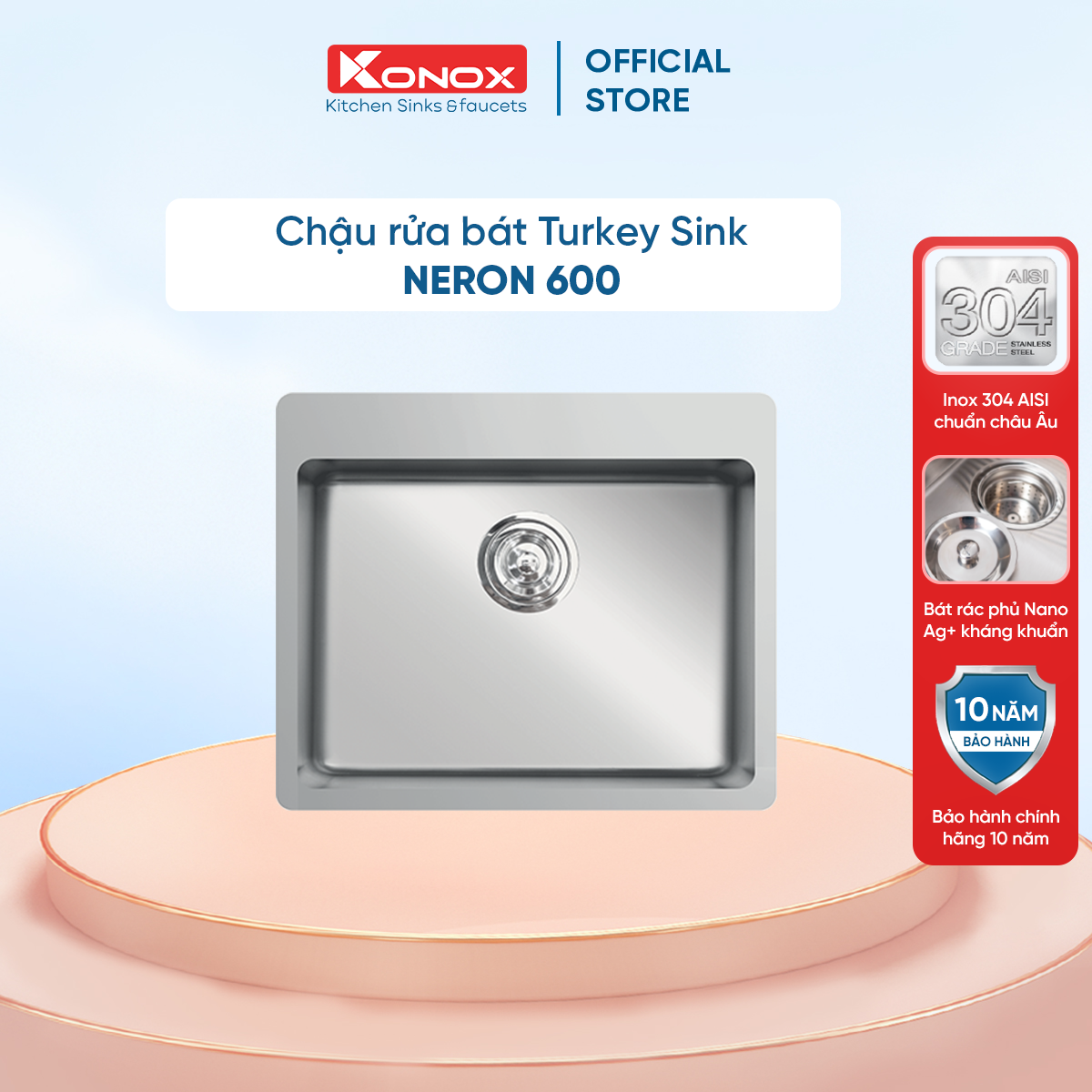 Chậu rửa bát inox KONOX Turkey Sink Neron 600