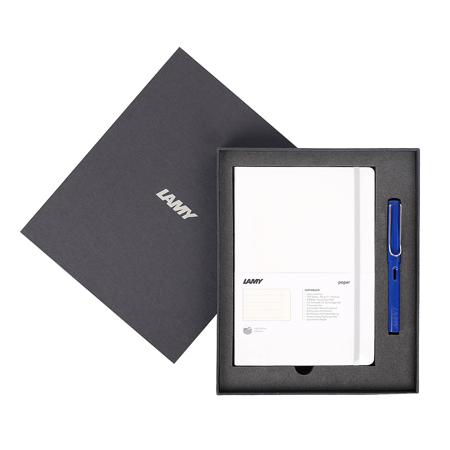 Lamy Notebook A5 Softcover White + Lamy Safari Blue - GSNSa0026