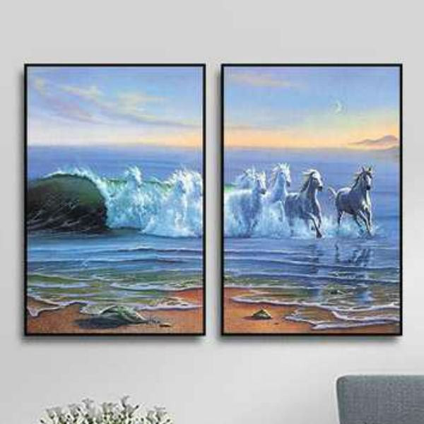 Bộ 2 Tranh Canvas Không Viền Treo Tường Mã Đáo Thành Công W522