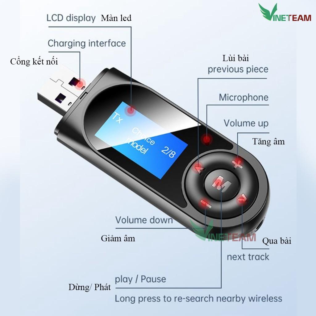 Bộ Thu Phát Âm Thanh Lcd T13 Usb Bluetooth 5.0 3.5mm -dc4352