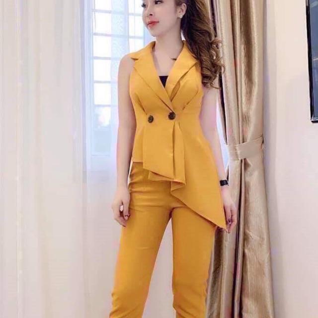 Set bộ cổ vest lệch tà siêu xinh