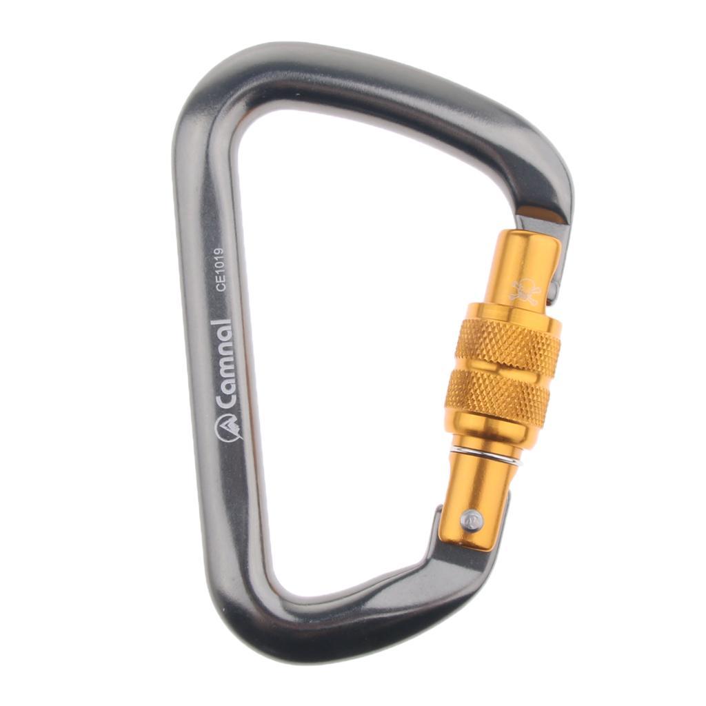 28KN Aluminum Climbing Mountaineering D Type Carabiner Black Auto Lock