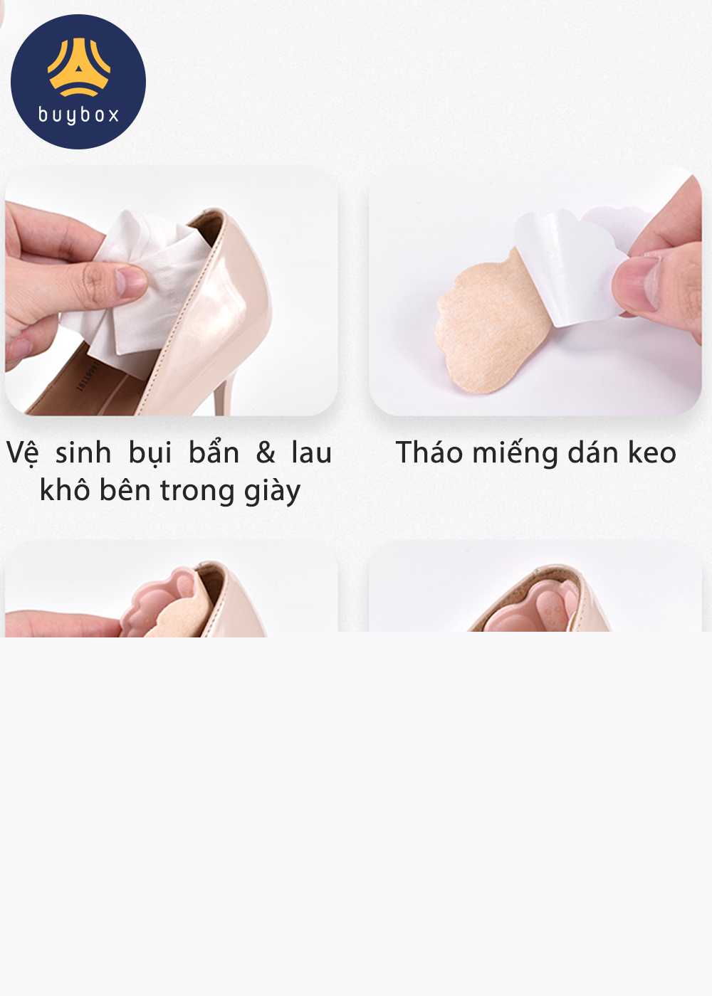 Lót gót giày 4D hình cánh bướm có mặt gai silicone chống trầy rách da và chống tuột gót chân - buybox - BBPK70