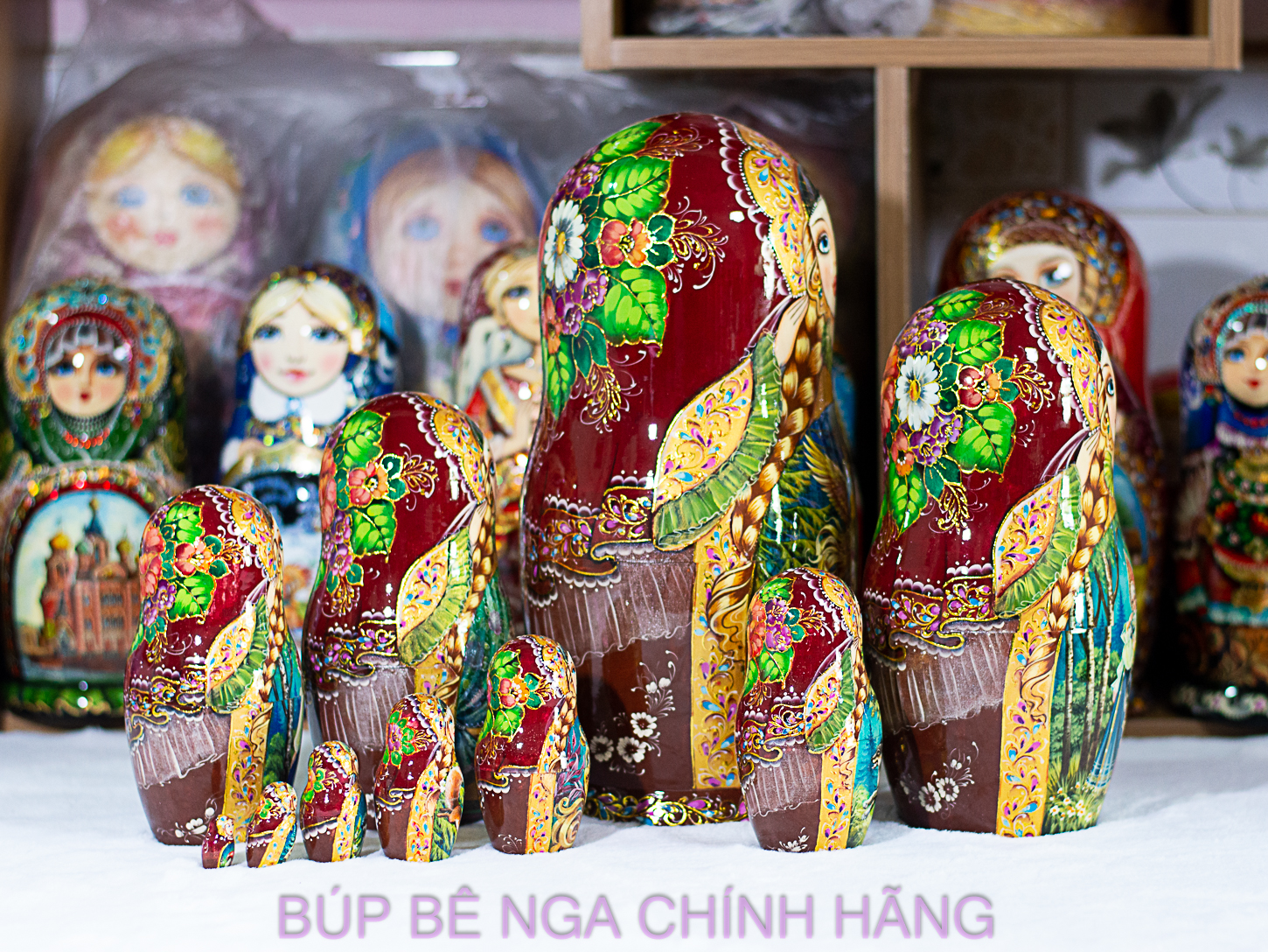 BỘ BÚP BÊ NGA MATRYOSHKA CAO CẤP 10 LỚP 26CM HOA VĂN "CHUYỆN CỔ TÍCH CHÀNG IVAN VÀ SÓI XÁM" CỰC ĐẸP VÀ SANG TRỌNG