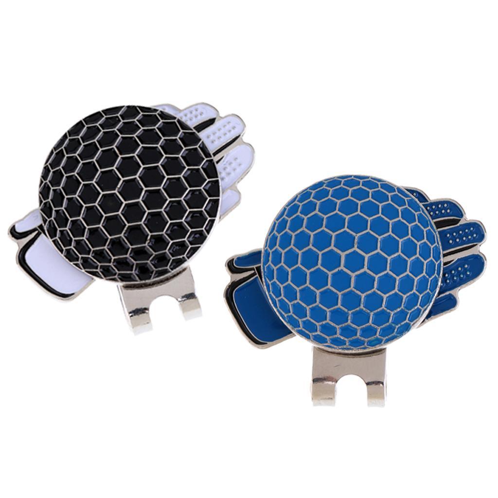 2 Pcs Novelty Glove Pattern Golf Hat Clip w/ Magnetic Ball Marker